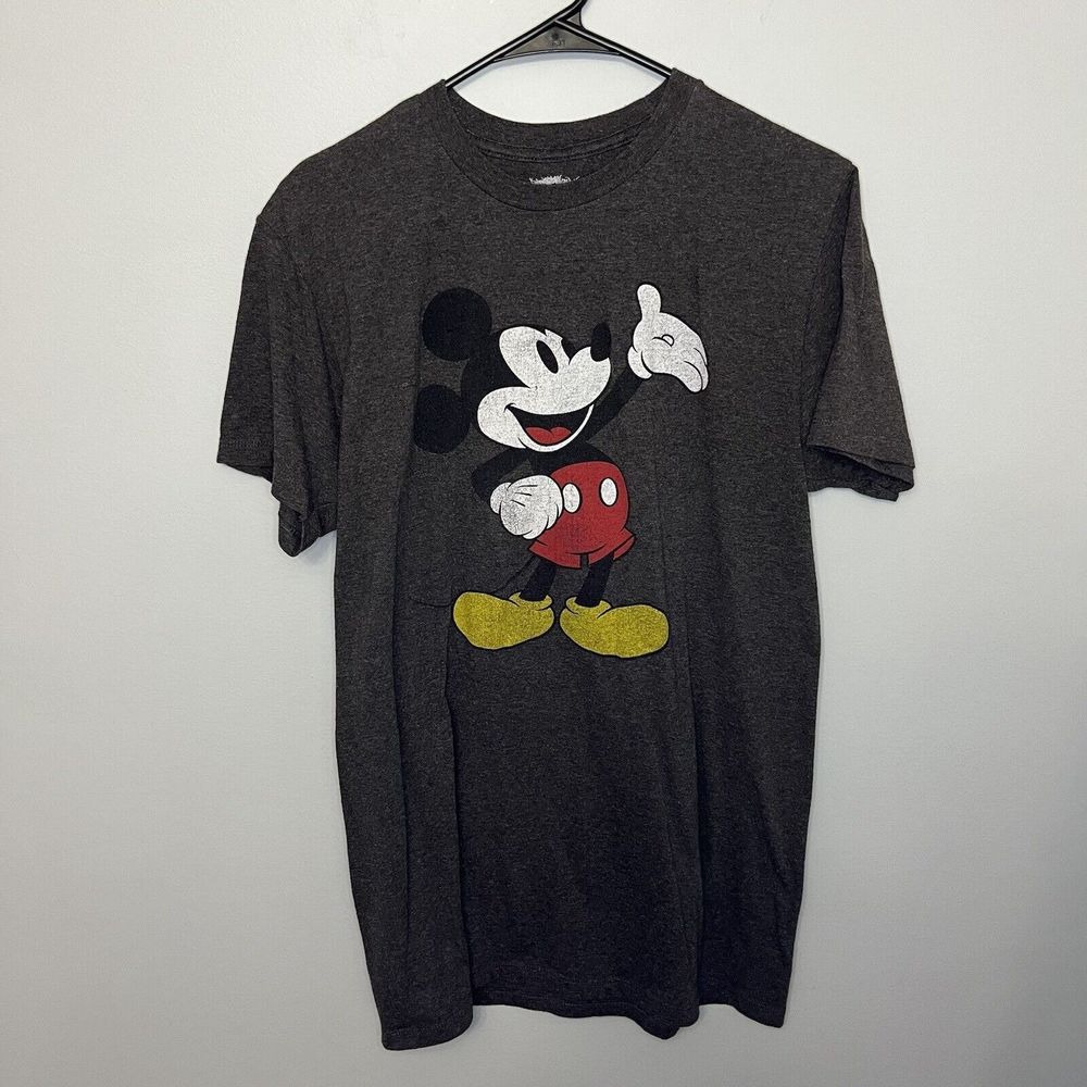 Mickey Mouse Mens Graphic Disney T Shirt Gray Short Sleeve Classic Medium VGCond